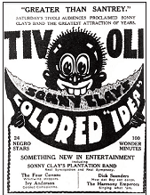 Poster for Sonny Clay Concert at Tivoli